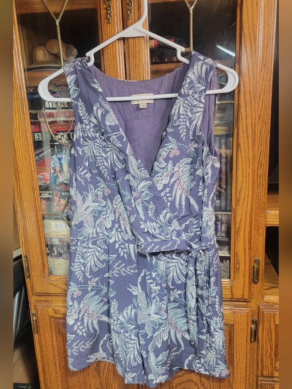 LOFT Purple Floral Wrap Romper